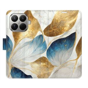 Flipové pouzdro iSaprio - GoldBlue Leaves - Xiaomi 15T Pro obraz