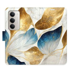Flipové pouzdro iSaprio - GoldBlue Leaves - Xiaomi Redmi 15 5G obraz