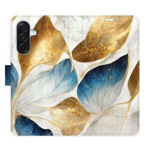 Flipové pouzdro iSaprio - GoldBlue Leaves - Samsung Galaxy A17 / A17 5G obraz