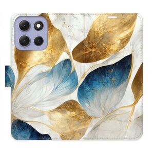 Flipové pouzdro iSaprio - GoldBlue Leaves - Motorola Moto G86 5G obraz