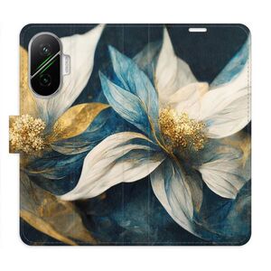 Flipové pouzdro iSaprio - Gold Flowers - Poco F7 obraz