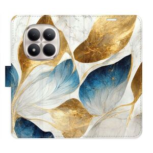 Flipové pouzdro iSaprio - GoldBlue Leaves - Xiaomi Redmi Note 15 Pro 5G obraz