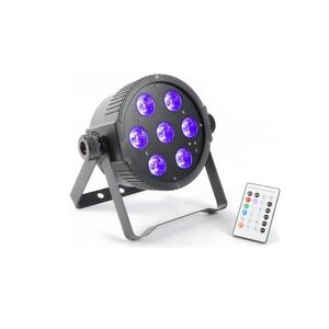 Beamz FlatPAR, 7x 18 W, 6-v-1 hex color RGBAWUV-LED, DMX IR, včetně dálkového ovládání obraz