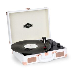 Nostalgy by Auna, Peggy Sue, retro gramofon, desky, USB, AUX, bílá/růžovo-zlatá obraz