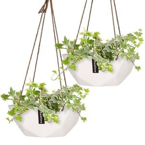 Blumfeldt Laren, závěsný květináč, Ø 28 cm, Polystone, s přírodními lany, sada 2 kusů obraz