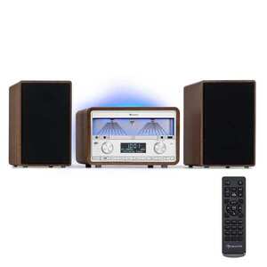 Auna Elton, stereo systém, CD, BT, MP3, DAB+, FM rádio, VU metr, podsvícení obraz