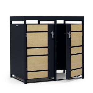 Blumfeldt BinSafe, box na odpadky, 2 odpadkové koše, 240 l, uzamykatelný, pozinkovaná ocel odolná vůči povětrnostním vlivům, střecha pro výsadbu obraz