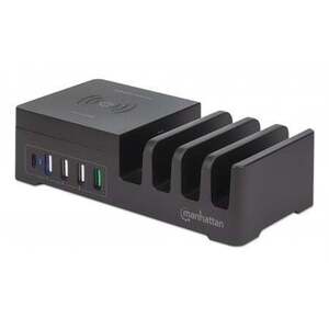 Manhattan 102230 Qi rychlonabíjecí stanice 3A USB-C 55W 102230 obraz