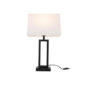 ACA Lighting hranatá stolní lampa DENNIS černý kov bílé textilní stínítko 1xE27 MT240515 obraz