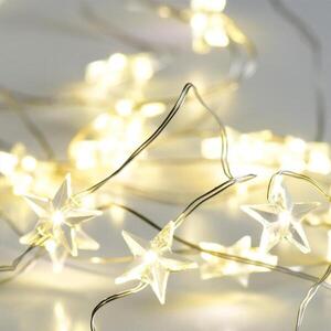 ACA Lighting hvězdičky 20 LED řetěz teplá bílá stříbrný kabel na baterie 2xAA IP20 2m+10cm 1.2W X01201112 obraz