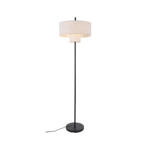 ACA Lighting stojací lampa ANAFI černý kov béžové textilní stínítko 2xE27 MF240323 obraz