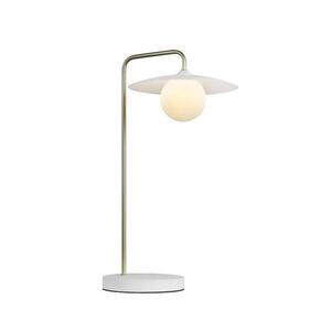 ACA Lighting stolní lampa FLERIA 1xG9 bílá základna a zlatá stojna s akrylovým stínítkem HM235T1 obraz