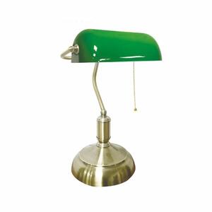 ACA Lighting stolní lampa PRESTIGE 1xE27 zelené sklo, patinovaná mosaz, kov SF2007GR obraz