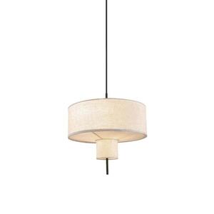 ACA Lighting závěsné svítidlo ANAFI černý kov béžové textilní stínítko 2xE27 MP240323 obraz