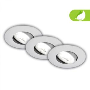 BRILONER 3ks sada LED vestavné bodové svítidlo EEK A 2W, 230V, nastavitelné, ultraploché, 90mm, matný chrom 7989034 obraz