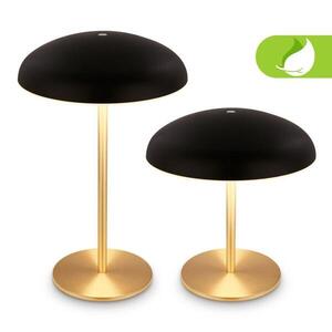 BRILONER Caxa stolní lampa - 2, 8W, 300lm, bezdrátová, IP44, LED, stmívatelná, dotykový vypínač, černá/mosaz 7573015 obraz