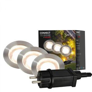 BRILONER CONNECT TO SHINE startovací sada 12V zahradní osvětlení - trafo, 3x LED svítidlo do země, IP67, stříbrná 3916032 obraz