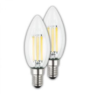 BRILONER EEK A 2ks sada E14 LED žárovka, třída A, Filament, 50.000h, 840lm, 4W, teple bílé světlo, svíčka 0553004 obraz