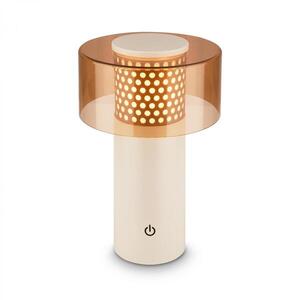 BRILONER Gila stolní lampa - 2, 6W, 200lm, bezdrátová, LED, IP44, dotykový vypínač, stmívatelná, kávová/světlešedá 7669014 obraz