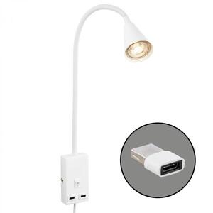 BRILONER Justra lampa na čtení, nastavitelná, 2x USB porty, bílá 2175016 obraz