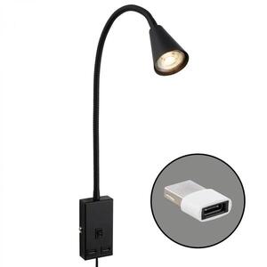 BRILONER Justra lampa na čtení, nastavitelná, 2x USB porty, černá 2175015 obraz