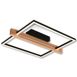 BRILONER Moldura LED stropní svítidlo, stmívatelné, paměťová funkce, 14W, 1650 lm, černá/dřevo 3842014 obraz