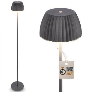 BRILONER nabíjecí stojanová lampa Riffle - 124 cm, 4, 2W, 400lm, LED, bezdrátová, stmívatelná, dotykový vypínač, antracit 1238015 obraz