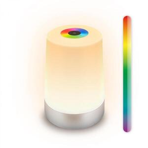 BRILONER Nubsi stolní lampička - 2, 8W, 280lm, nabíjecí, LED, stmívatelné, RGB+W, matný chrom 7554014 obraz