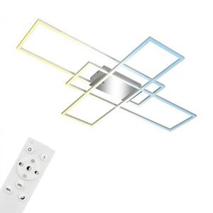 BRILONER Roami LED stropní svítidlo, stmívatelné, dálkový ovladač, CCT ovladač, chrom/hliník 3931019 obraz