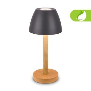 BRILONER Serina Wood stolní lampa - 2, 5W, 200lm, bezdrátová, LED, dotykový vypínač, IP44, stmívatelná, antracit/dřevo 7661015 obraz