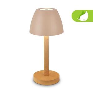 BRILONER Serina Wood stolní lampa - 2, 5W, 200lm, bezdrátová, LED, dotykový vypínač, IP44, stmívatelná, béžová/dřevo 7661011 obraz
