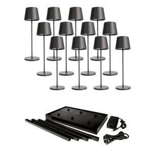 Deko-Light nabíjecí svítidlo LED sada Canis Gastro L tmavěšedá 12ks + nabíjecí základna 620238 obraz