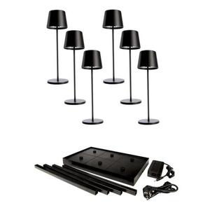 Deko-Light nabíjecí svítidlo LED sada Canis Gastro M černá 6ks + nabíjecí základna 620233 obraz