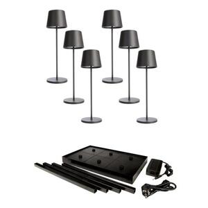 Deko-Light nabíjecí svítidlo LED sada Canis Gastro M tmavěšedá 6ks + nabíjecí základna 620234 obraz