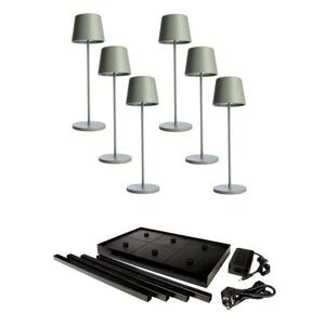 Deko-Light nabíjecí svítidlo LED sada Canis Gastro M zelená 6ks + nabíjecí základna 620236 obraz