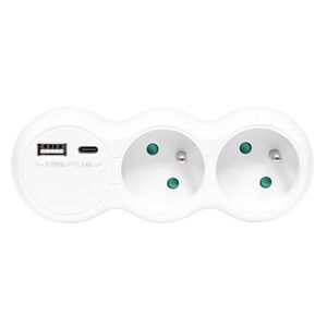 Ecolite 2-zásuvková rozbočka 1xUSB 1xUSB-C 5V/2, 4A XQBZ-01/3 obraz
