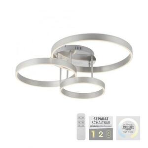 LEUCHTEN DIREKT is JUST LIGHT LED stropní svítidlo 3 ramenné stříbrná přímé/nepřímé osvětlení stmívatelné dálkový ovladač 3000K LD 15157-55 obraz