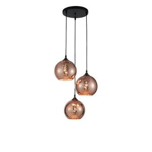 NOVA LUCE závěsné svítidlo BLAZE měďené sklo a černý kov E27 3x12W 230V IP20 bez žárovky 8142681 obraz