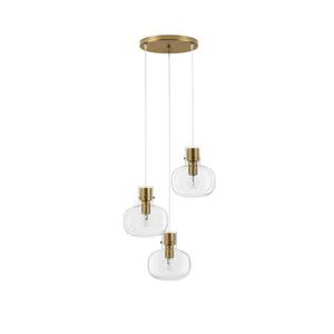 NOVA LUCE závěsné svítidlo CINZIA čiré sklo bílý kabel mosazný zlatý kov E27 3x12W 230V IP20 bez žárovky 9236610 obraz