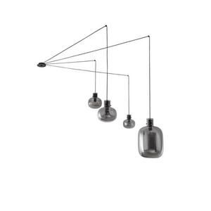 NOVA LUCE závěsné svítidlo CINZIA kouřové sklo černý kabel černá kovová základna E27 4x12W 230V IP20 bez žárovky 9236540 obraz