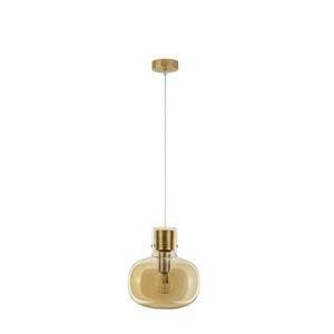 NOVA LUCE závěsné svítidlo CINZIA šampaň sklo bílý kabel mosazný zlatý kov E27 1x12W 230V IP20 bez žárovky 9236650 obraz