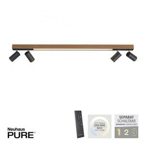 PAUL NEUHAUS LED stropní svítidlo PURES-LINES stmívatelné CCT otočné 2700-5000K dub/antracit 6121-79 obraz