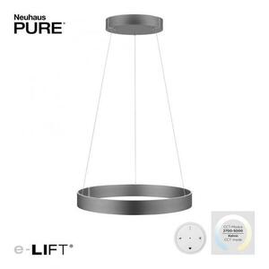 PAUL NEUHAUS LED závěsné svítidlo PURE-E-CLIPSE elektricky nastavitelná výška 2700-5000K šedá mystic 2561-15 obraz
