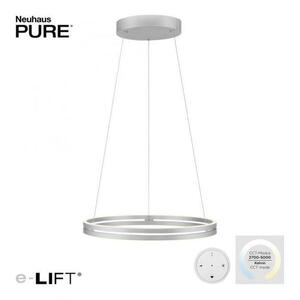 PAUL NEUHAUS LED závěsné svítidlo PURE-E-LOOP elektricky nastavitelná výška 2700-5000K šedá 2551-95 obraz