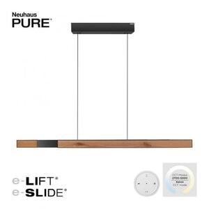 PAUL NEUHAUS LED závěsné svítidlo PURE-MOTO-RISE elektricky nastavitelná výška + šířka / dotykové 2700-5000K dub/černá perleť 2545-79 obraz