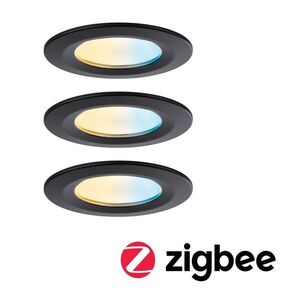 PAULMANN LED vestavné svítidlo Nova Coin IP44 kruhové 78mm měnitelná bílá 3x6W 230V černá mat hliník obraz