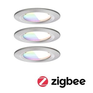 PAULMANN LED vestavné svítidlo Nova Coin IP44 kruhové 78mm RGBW+ 3x6W 230V kov kartáčovaný hliník obraz