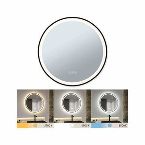 PAULMANN LED zrcadlo s osvětlením Mirra IP44 CCT 230V 11, 5W stmívatelné černá/zrcadlo kulaté obraz