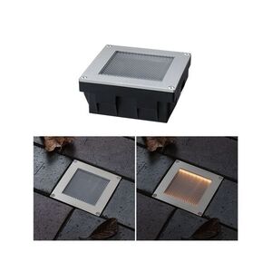 PAULMANN Solární LED zemní svítidlo Sorea soumrakový senzor IP67 hranaté 100x100mm 2200K 0, 1W 5lm 3, 7V kov kartáčovaný ABS/polykarbonát/ocel obraz