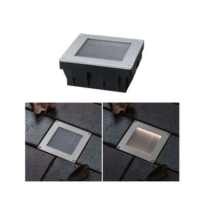 PAULMANN Solární LED zemní svítidlo Sorea soumrakový senzor IP67 hranaté 100x100mm 3000K 0, 1W 6lm 3, 7V kov kartáčovaný ABS/polykarbonát/ocel obraz
